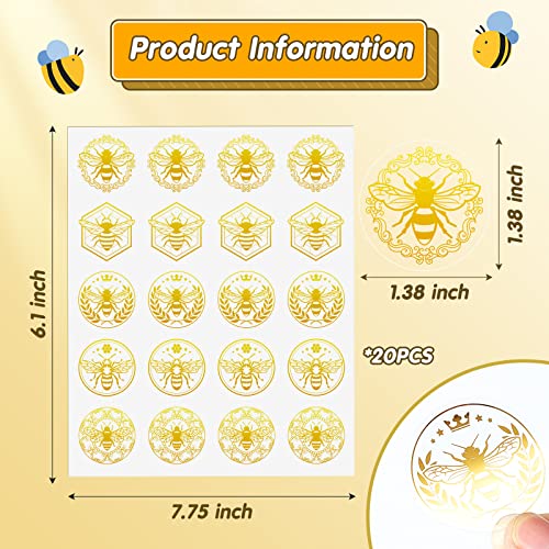 Gueevin 400 Pcs Bee Gold Foil Stickers for Gift Wrapping
| Gold Envelope Seal Stickers Clear Self Adhesive Bee Labels f