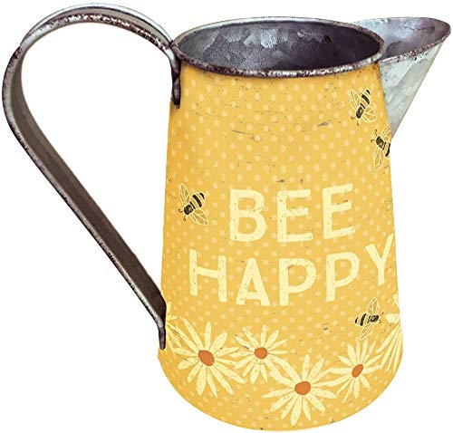 Primitives by Kathy Rustic Tin Pitcher Bee Happy Small Bee Happy Small Rustic Tin Pitcher Primitives by Kathy Bee Happy