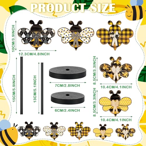 Yousoontic Bee Summer Wooden Tabletop Decor for Home Office Rustic Centerpiece