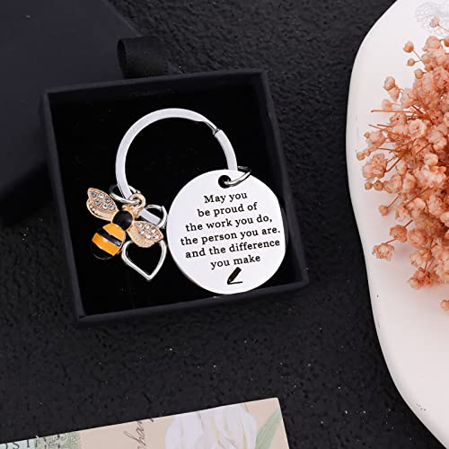 PLwelth Bee Keychain for Women and Men Cute Bee Keyring for Teachers and Students Thank You Gifts for Graduation Birthda