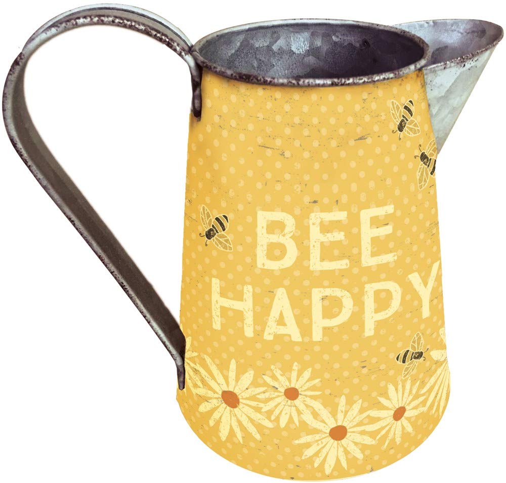 Primitives by Kathy Rustic Tin Pitcher Bee Happy Small Bee Happy Small Rustic Tin Pitcher Primitives by Kathy Bee Happy