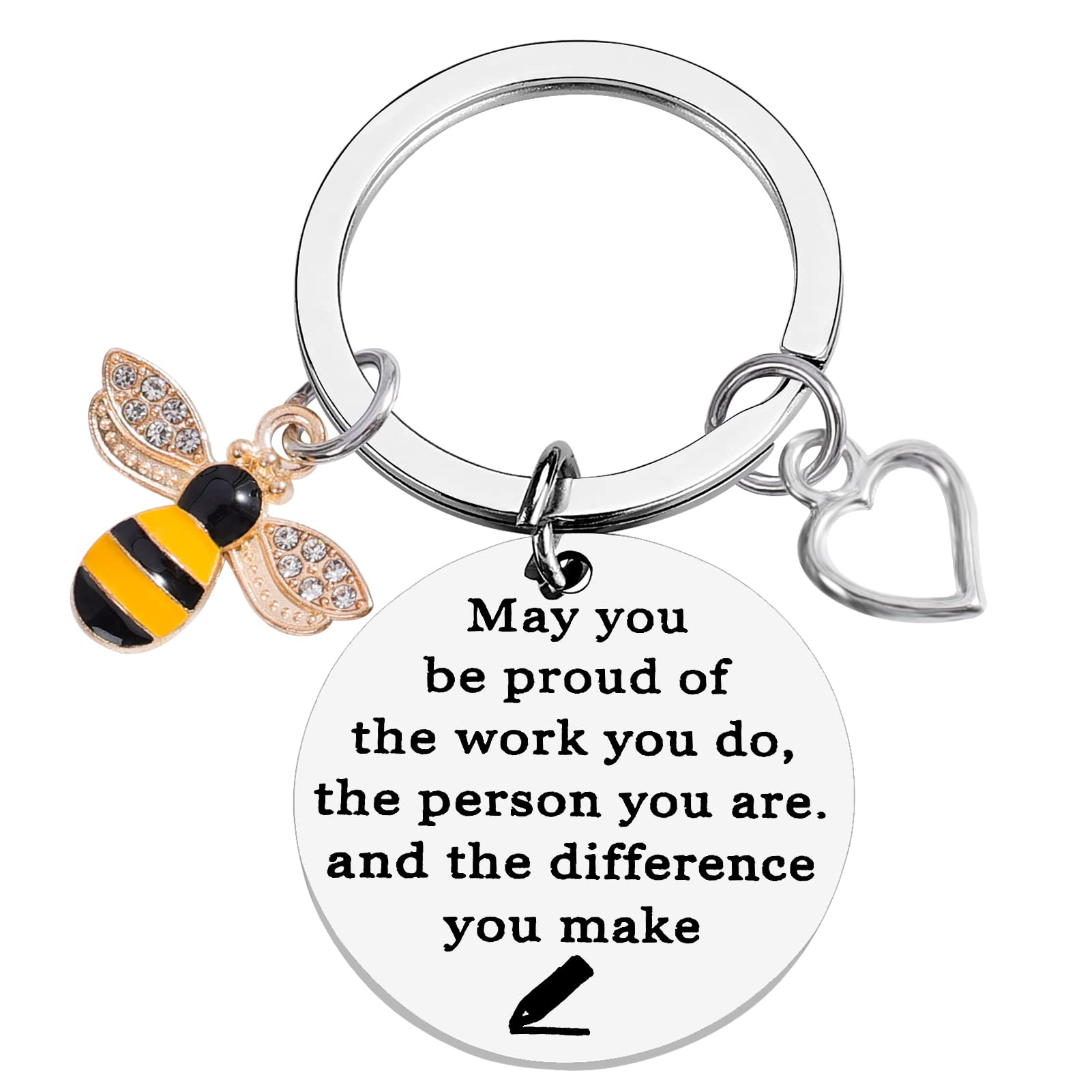 PLwelth Bee Keychain for Women and Men Cute Bee Keyring for Teachers and Students Thank You Gifts for Graduation Birthda