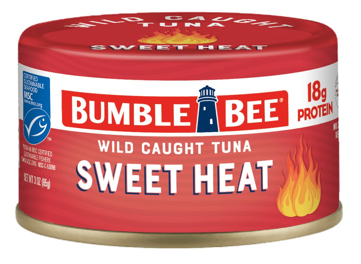 Bumble Bee Snackers Sweet Heat Tuna 3 oz Easy Open Can 18g Protein Ready to Eat Wild Caught Skipjack Chunk Light Tuna No