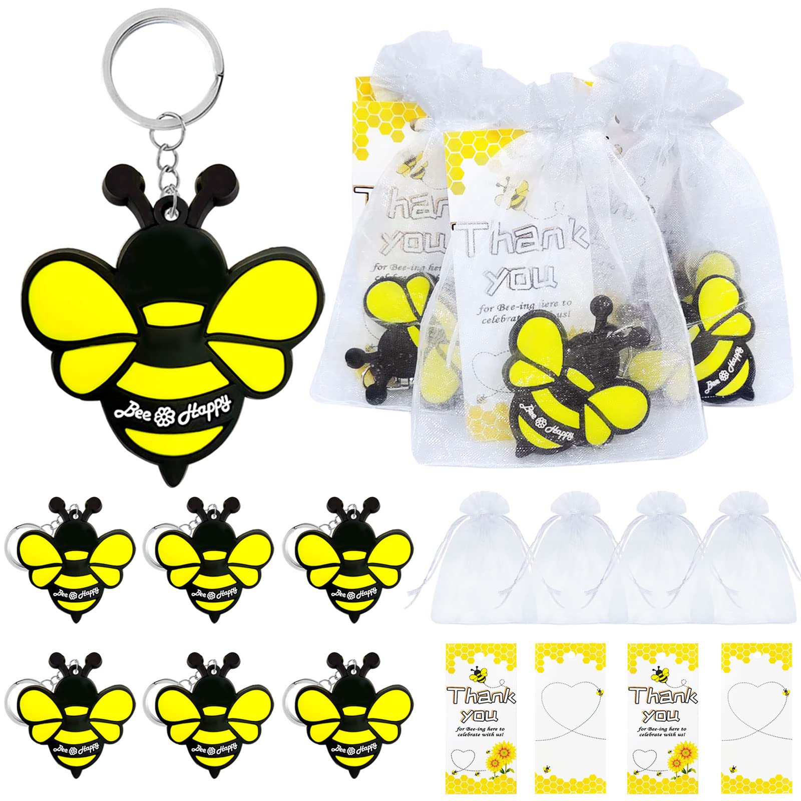 60 Pack Bumble Bee Keyring Pack for Baby Shower, Mommy to Bee, and Birthday Celebrations
| Bumble Bee Keychain Gift Set