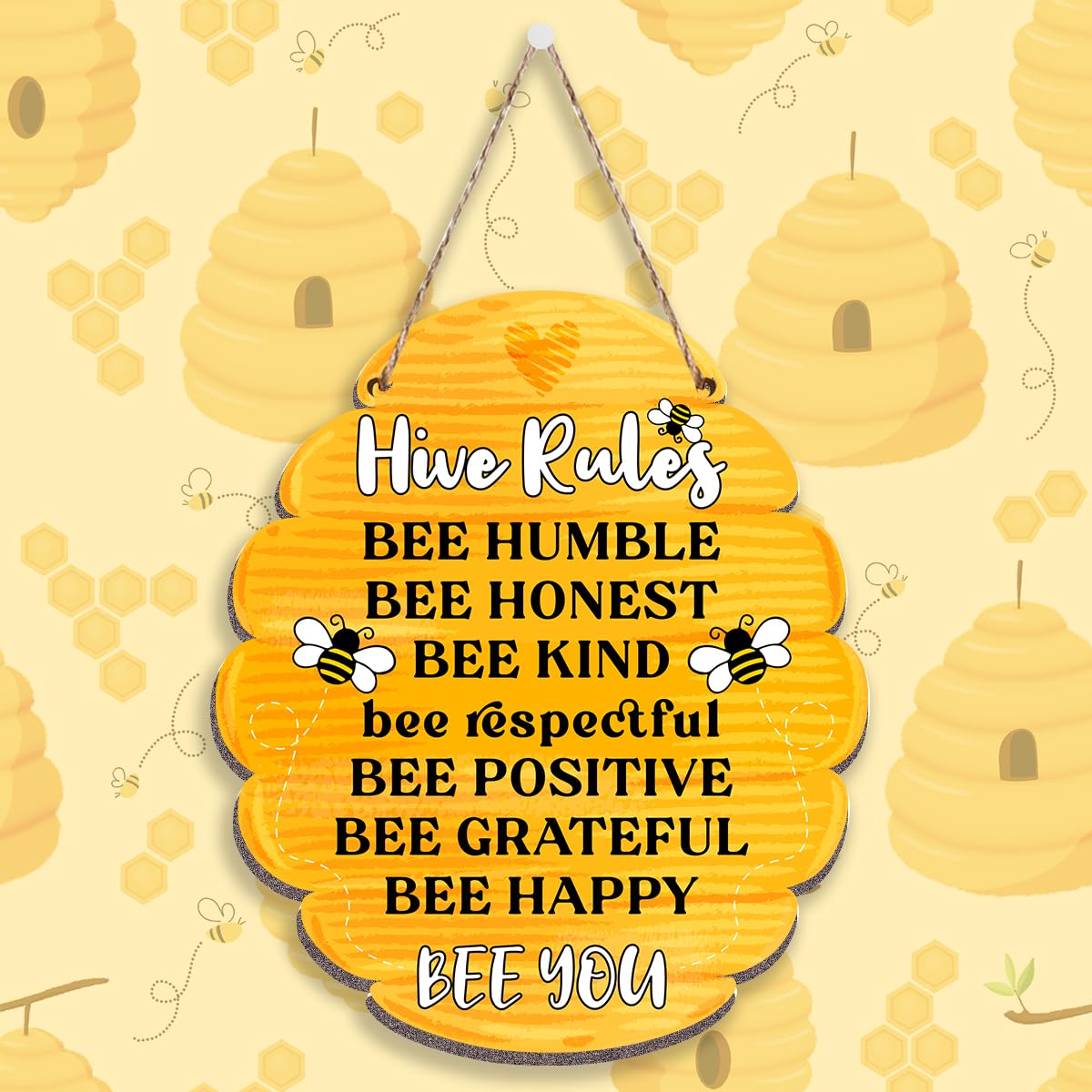 Bumble Bee Kitchen Decor Wood Sign Plaque for Living Room Rustic Summer Wall Hanging