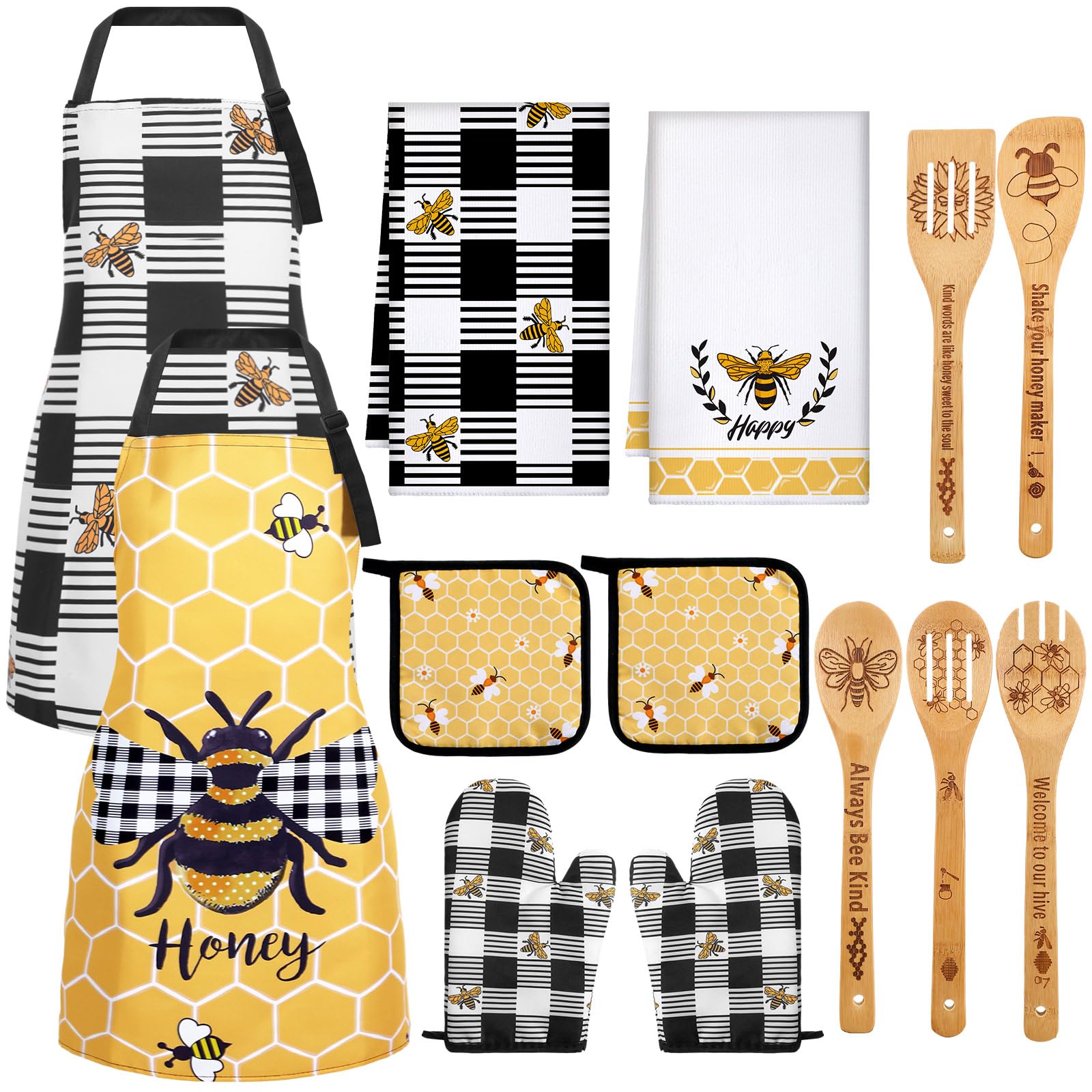 Bencailor Bee Sunflower Farmhouse Kitchen Set for Housewarming Gifts