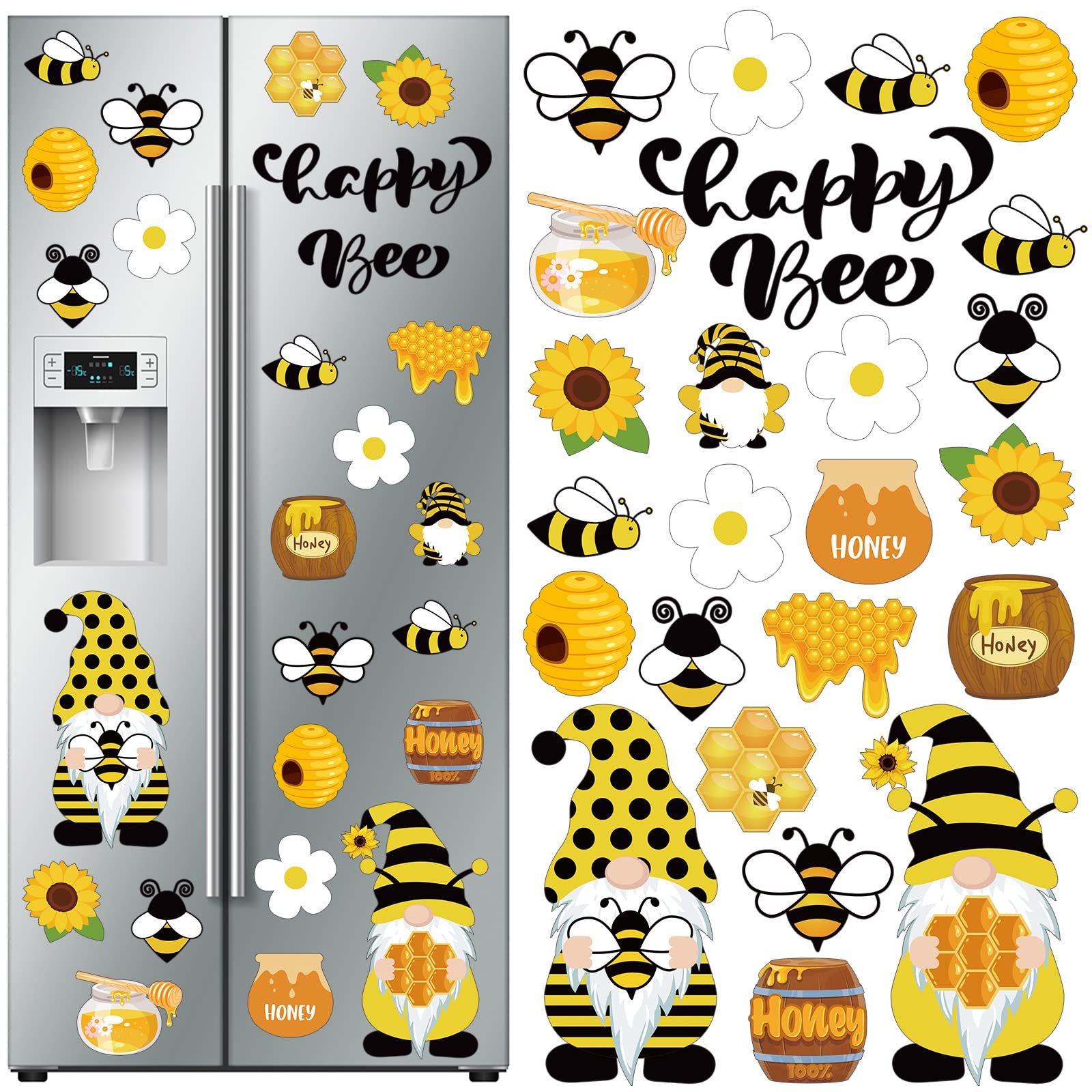 Xuhal Happy Bee Gnome Sunflower Magnetic Stickers for Refrigerator Garage Office Whiteboard Mailbox Party Supplies
| Xu