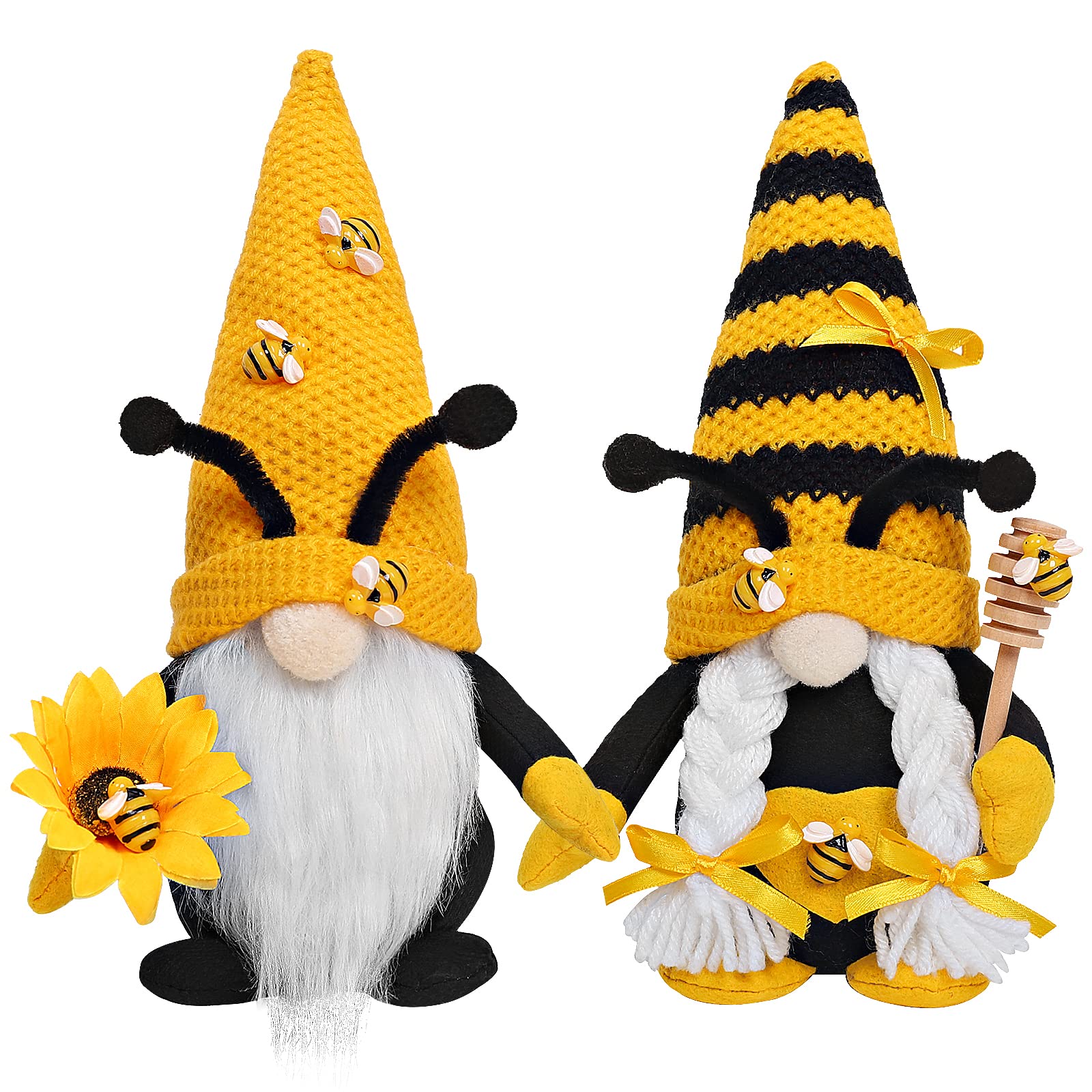 Bumble Bee Gnome Plush Mr and Mrs Honeybee Decor Gifts for Women Summer Bee Figurines