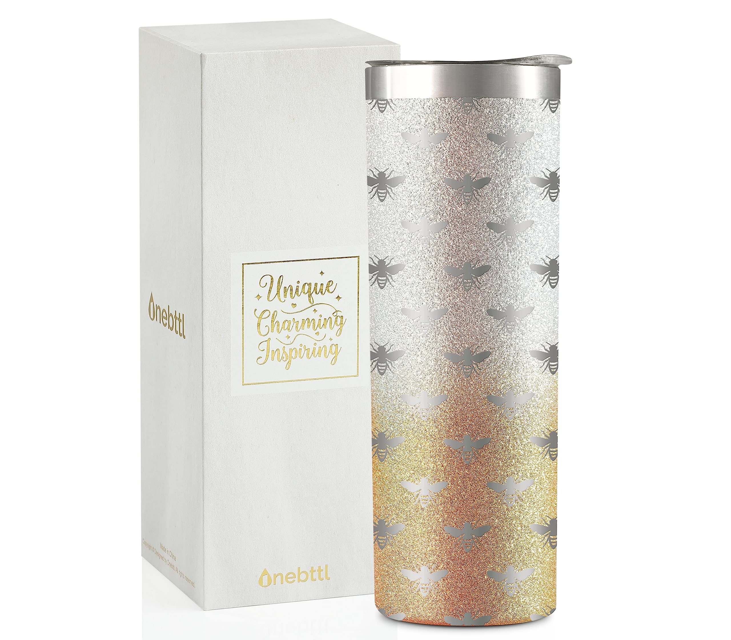 Onebttl Unique Bee Gifts for Women, Girls - Themed Cup for Her on Birthday, Holidays - Bee Pattern  
Onebttl Unique Bee